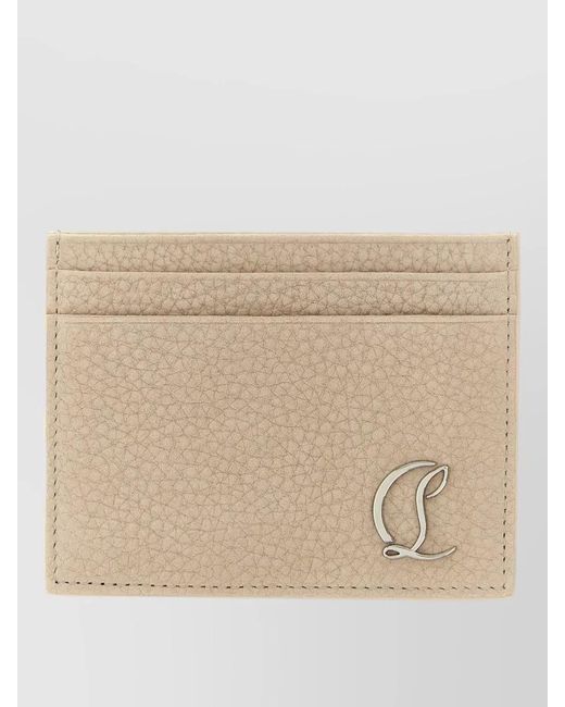 Christian Louboutin Natural Mooncrest Card Holder Textured Finish Design for men