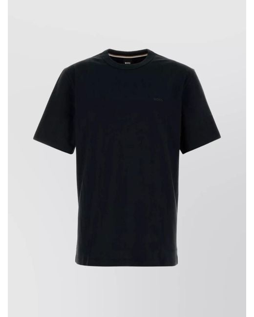 Boss Black Crew Neck Cotton T-Shirt With Short Sleeves for men
