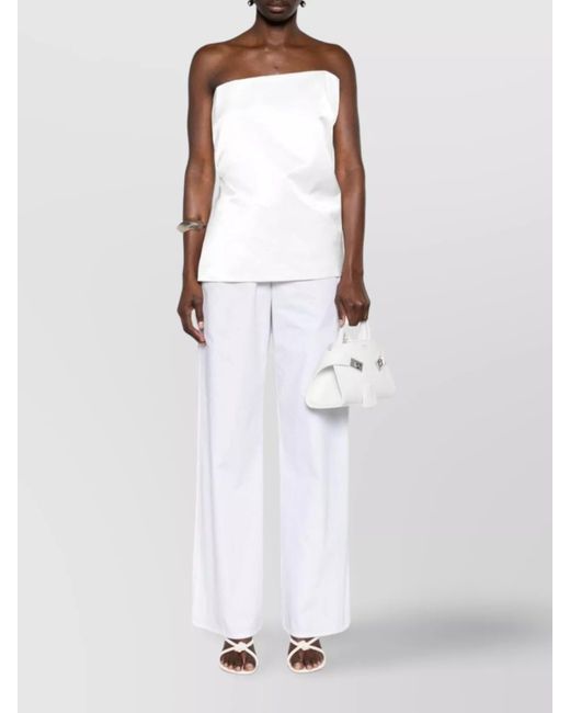Sportmax White Cotton Strapless Top