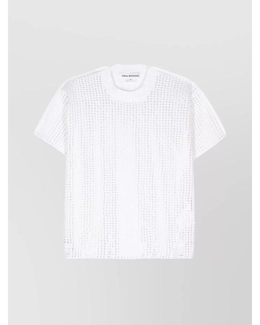 Junya Watanabe White Open-Knit Panelled Crew-Neck Short-Sleeve T-Shirt