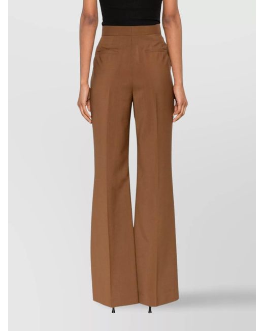 Fendi Brown Wool Mohair High-Rise Flared Trousers