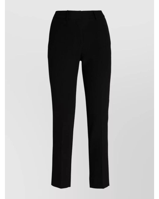 SIMONA CORSELLINI Black Tailored Stretch Trousers Belt Loops Design