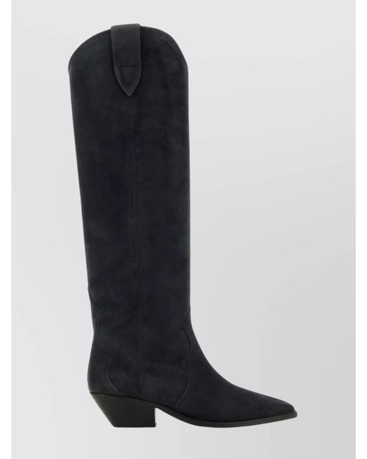 Isabel Marant Black Suede Leather Paneled Boots