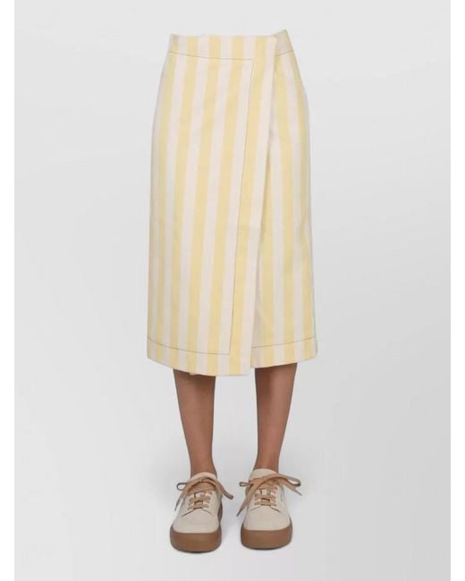 Sunnei Natural High Waisted Striped Wrap Midi Skirt Belt