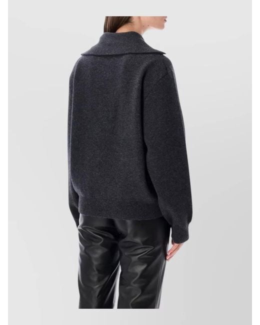 Rohe Blue Cashmere Merino Wool Zip High Neck Sweatshirt