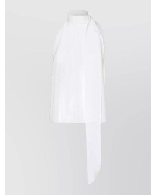 Max Mara White Halterneck Sleeveless Top Soft Drape Pleated
