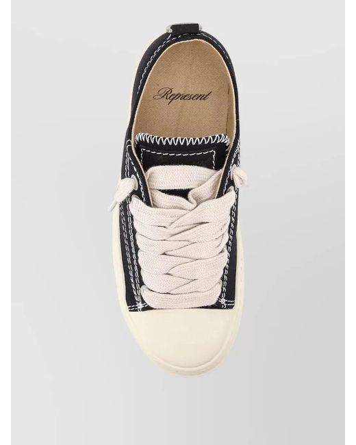 Represent Blue Canvas Rubber Sneakers Contrasting Stitching Toe for men