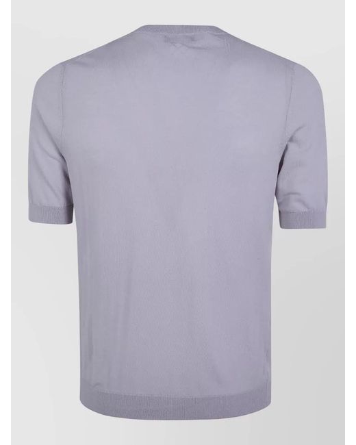 Ballantyne Purple Short Sleeve Knit Top Ribbed Neckline for men