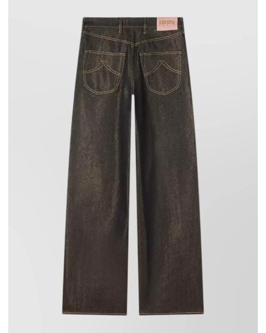 KENZO Gray Denim Wide-Leg Turn-Up Jeans for men