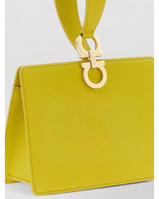 Ferragamo Yellow Mini Tote Bag Structured Shape Top Handle