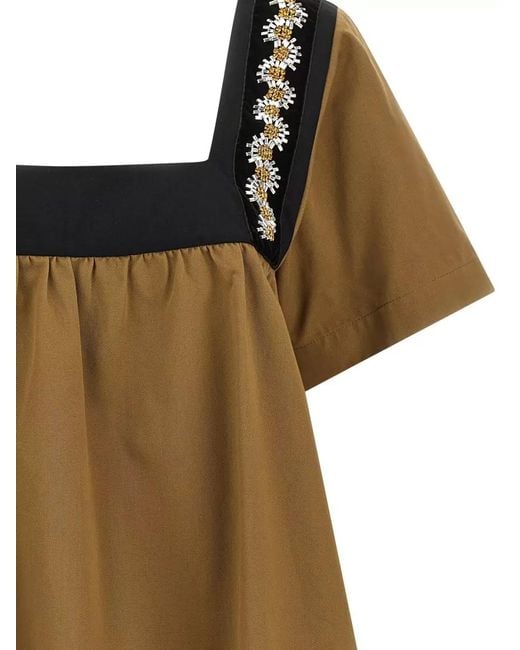 Prada Brown Embellished Mini Dress