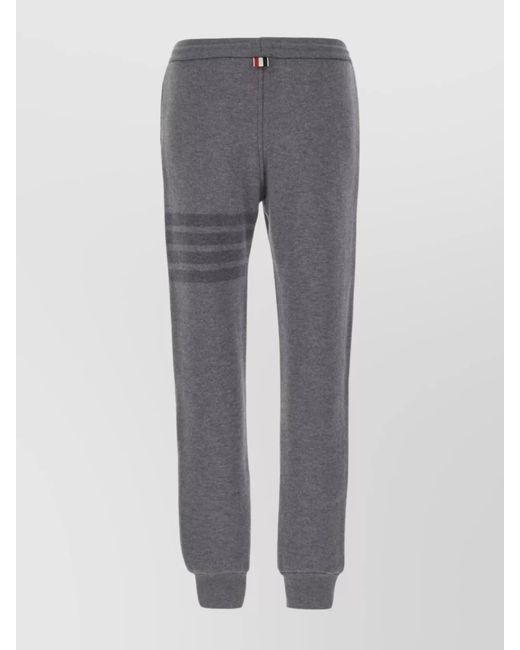 Thom Browne Gray Wool Knitted Side-Stripe Track Pants