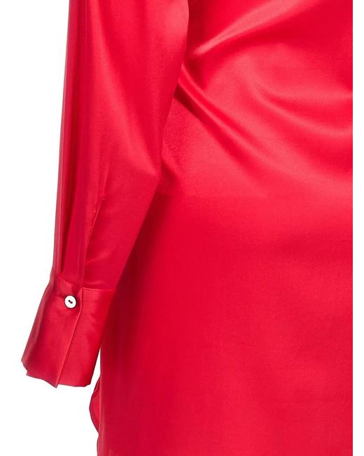 Le twins Red Cervia Dress Asymmetric Hem Front Tie