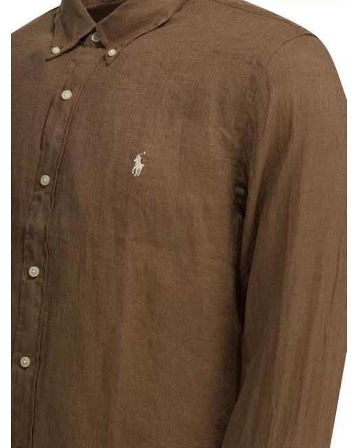 Polo Ralph Lauren Green Long Sleeve Shirt Logo Detail Collar for men