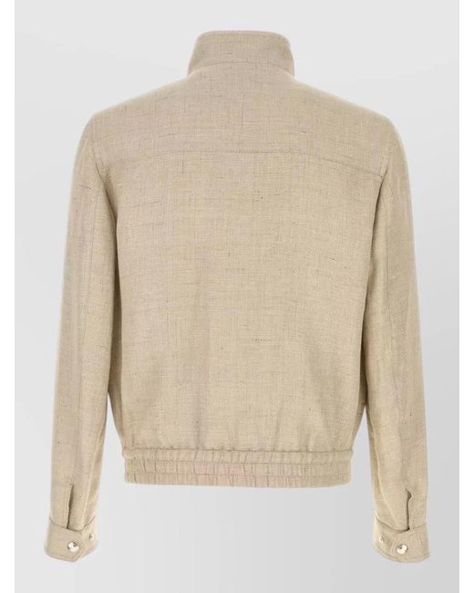 Brunello Cucinelli Natural Silk Linen Wool Jacket for men