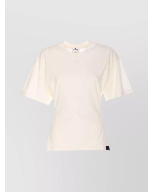 Courreges Natural Cotton Fitted Appliqué T-Shirt
