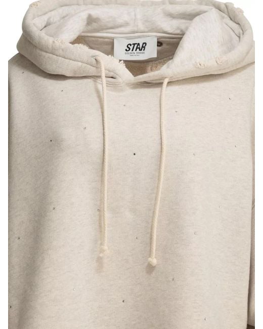 Golden Goose Deluxe Brand Natural Cropped Hoodie Star Motif Drawstring Hood