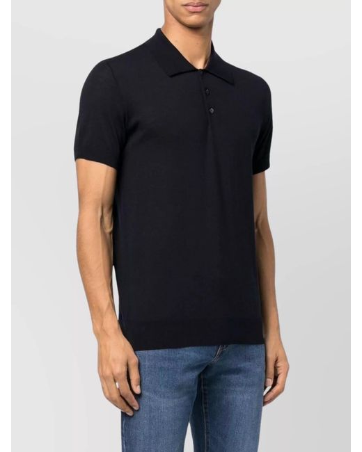 Golden Goose Deluxe Brand Black Merino Wool Short-Sleeve Polo Shirt for men