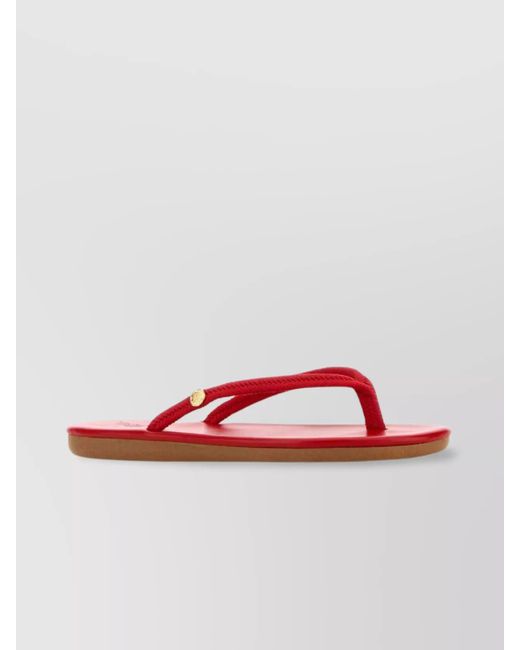 Ancient Greek Sandals Red Fabric Thong Slides