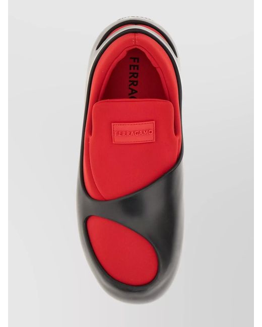 Ferragamo Red Neoprene And Rubber Low-Top Slip-On Sneakers for men