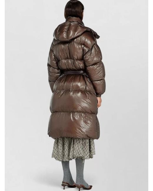 DIESEL Brown Long Down Puffer Coat Ultra Light Ripstop