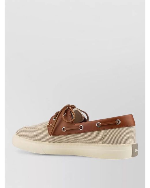 Dior Brown Boat Shoes Contrast Stitching Metal Eyelets Sole for men