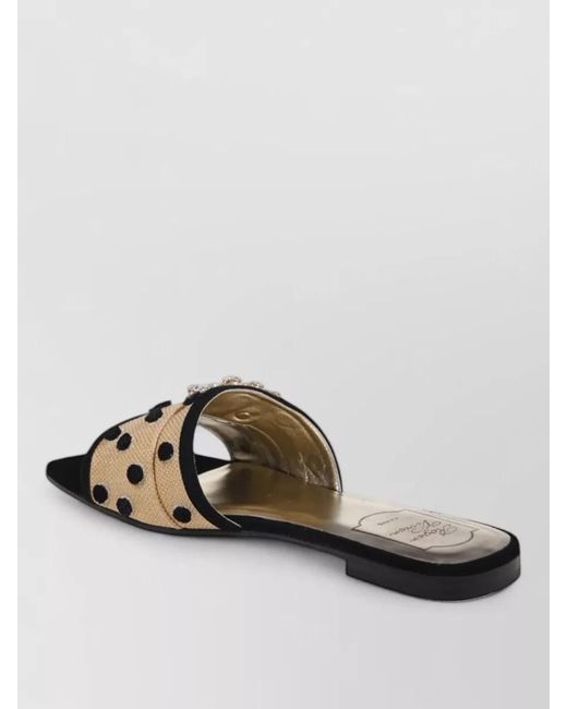 Roger Vivier Brown Sea Dots Mule Slides Embellished Buckle