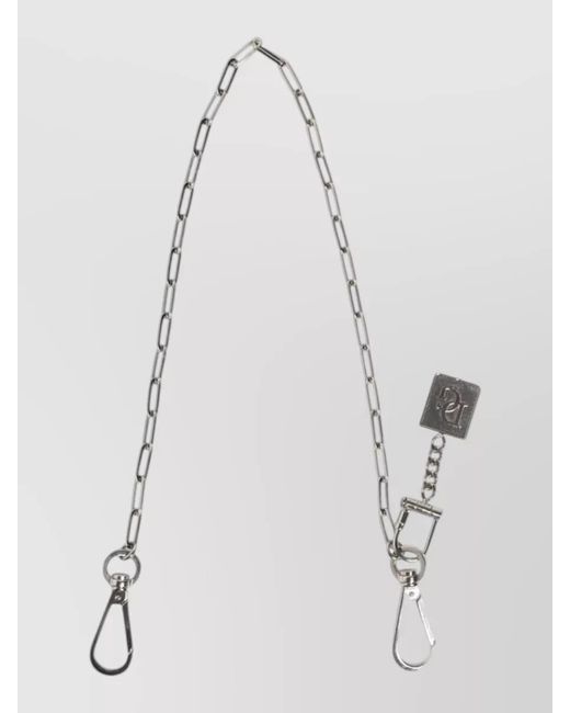 Dolce & Gabbana White Metal Chain Logo Charm Keychain for men