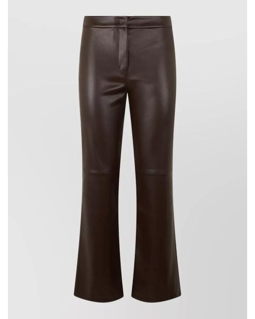 Max Mara Brown Flared High Rise Synthetic Leather Pants