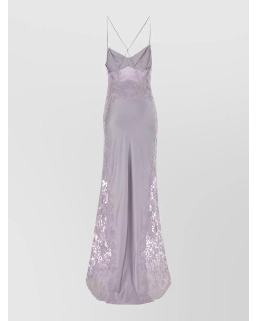 Ermanno Scervino Purple Satin Long Gown