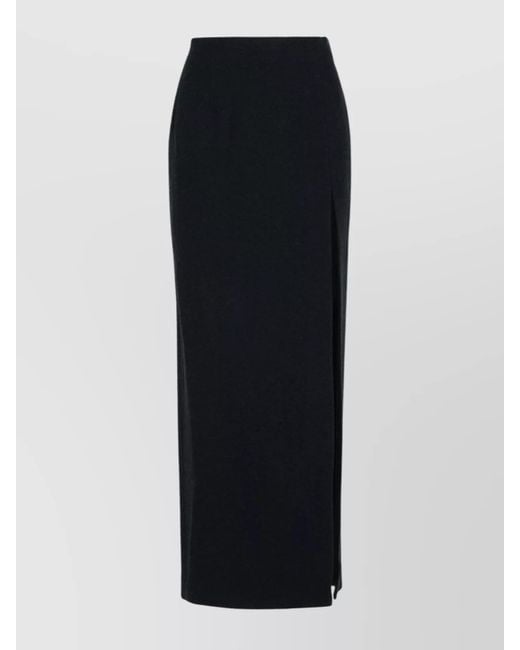 Alessandra Rich Black Virgin Wool High-Waisted Maxi Skirt