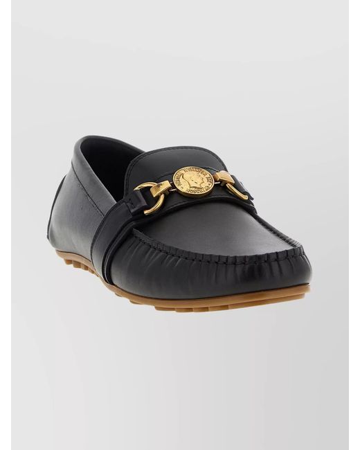Moschino Black Leather Penny Loafers for men