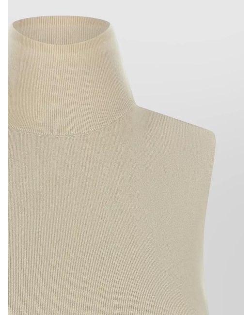 Extreme Cashmere Natural N° 502 Collarbone Ribbed Sleeveless Top