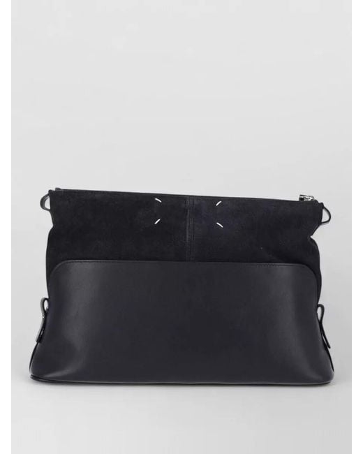 Maison Margiela Black Crossbody Clutch Bag Adjustable Strap Leather Suede