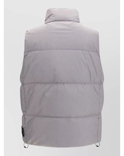 Stone Island Gray Padded Vest High Collar Side Pockets for men