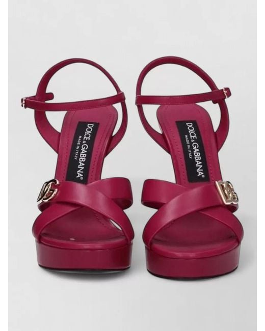 Dolce & Gabbana Pink Leather Platform Sandals