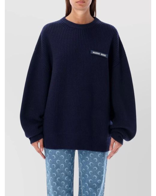 MARINE SERRE Blue Merino Wool Fisherman Jumper