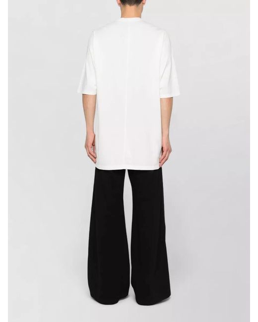 Rick Owens White Relaxed Crew Neck Short Sleeve T-Shirt for men