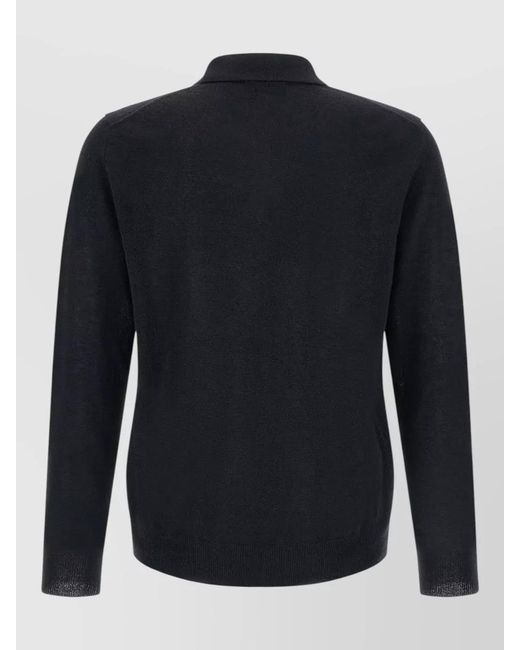 Zanone Blue Cashmere Polo Shirt Long Sleeves Ribbed Cuffs for men