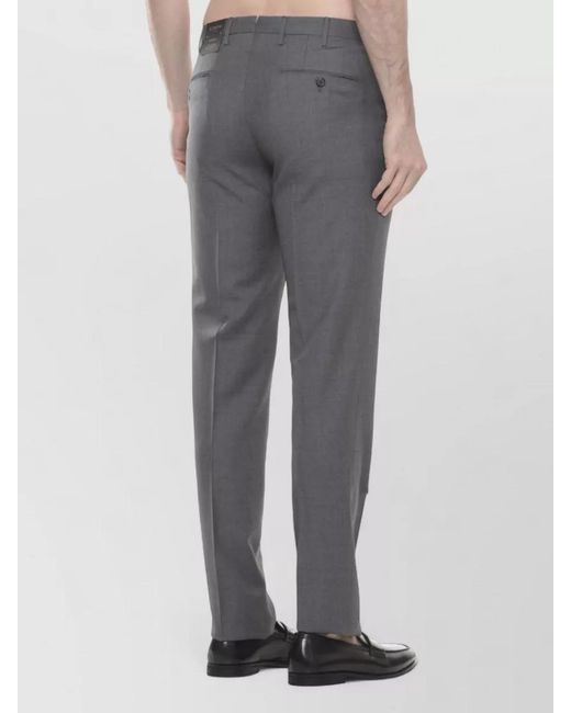 Incotex Gray Virgin Wool Straight-Leg Trousers for men