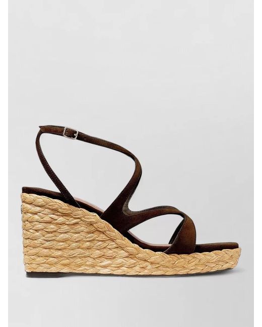 Jimmy Choo Brown Raffia Wedge Espadrilles