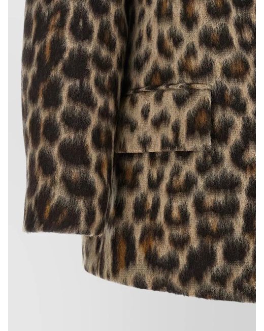 Alberto Biani Multicolor High Collar Leopard Print Caban Jacket