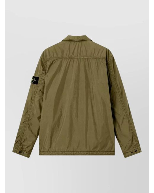 Stone Island Green Nylon Padded Shirt Jacket for men