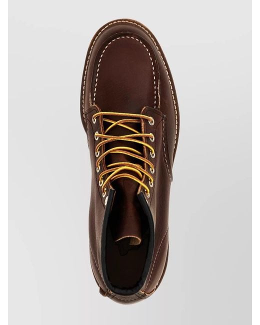 Red Wing Brown Leather Classic Moc Ankle Boots for men