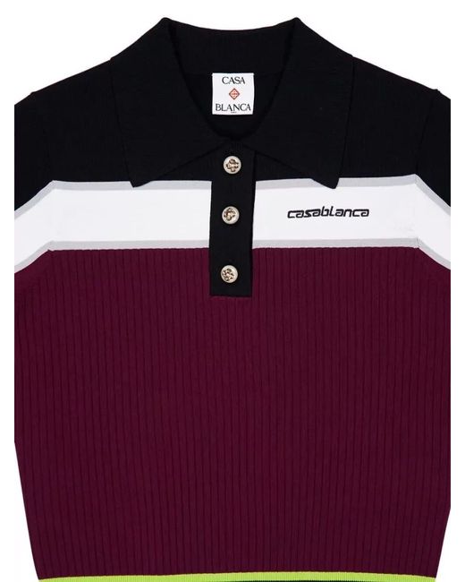 Casablanca Red Polo Shirt Color Block Ribbed Collar