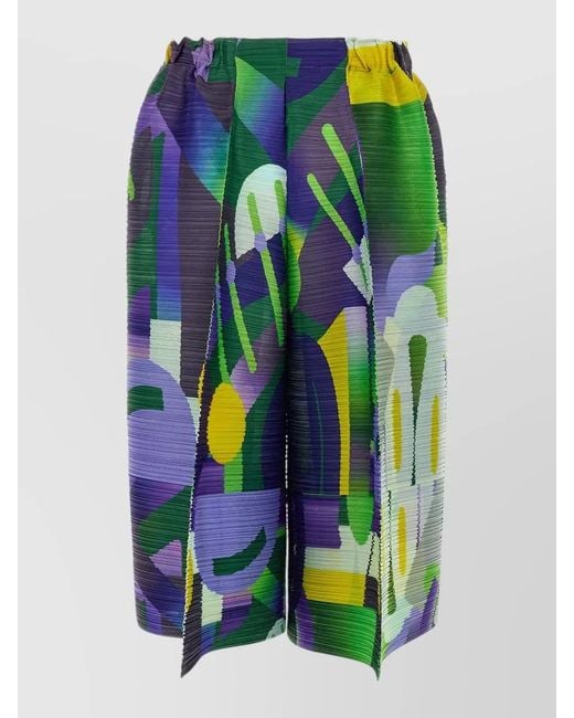 Pleats Please Issey Miyake Multicolor Playground Shorts Structured Pleated Design