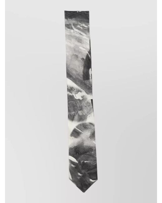 Alysi White Silk Printed Tie