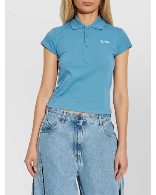 The Attico Blue Cotton Short-Sleeve Polo Top