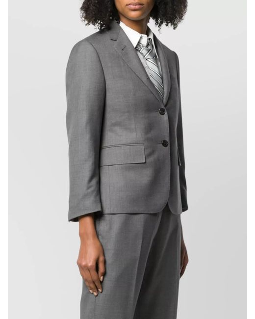 Thom Browne Gray Wool Cropped Sleeve Blazer