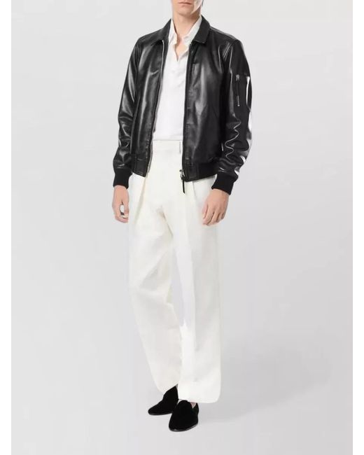 Tom Ford Black Leather Bomber Jacket for men